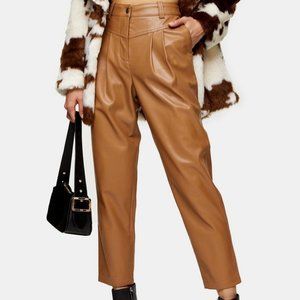 Topshop Brown Leather Pants Size 8 NWOT